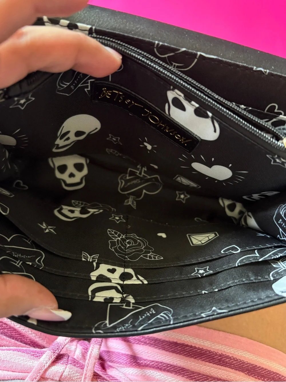 Betsey Johnson Black Embellished Crossbody Bag with Gold Chain Strap